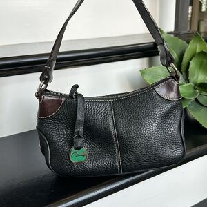 Dooney and Bourke, genuine, leather shoulder handbag purse, black brown